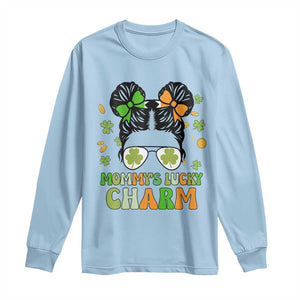 Funny St Patricks Day Kid Long Sleeve Shirt Daddy's Lucky Charm Cute Little Bun Girls TS02 Light Blue Print Your Wear
