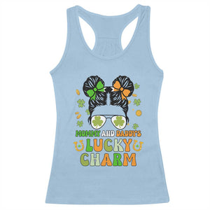 Funny St Patricks Day Kid Racerback Tank Top Mommy And Daddy's Lucky Charm Little Bun TS02 Light Blue Print Your Wear