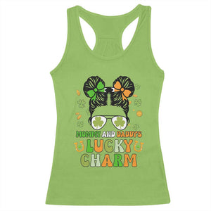Funny St Patricks Day Kid Racerback Tank Top Mommy And Daddy's Lucky Charm Little Bun TS02 Lime Print Your Wear