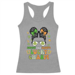 Funny St Patricks Day Kid Racerback Tank Top Mommy And Daddy's Lucky Charm Little Bun TS02 Sport Gray Print Your Wear