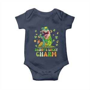 Funny St Patricks Day Kid Baby Onesie Mommy's Lucky Charm Cute Dinosaur Boys Kids TS02 Navy Print Your Wear