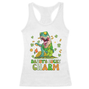 Funny St Patricks Day Kid Racerback Tank Top Mommy's Lucky Charm Cute Dinosaur Boys Kids TS02 White Print Your Wear
