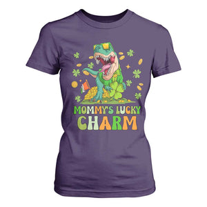Funny St Patricks Day Kid T Shirt For Women Daddy's Lucky Charm Cute Dinosaur Boys Kids TS02 Purple Print Your Wear
