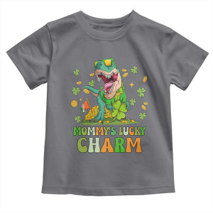 Funny St Patricks Day Kid Toddler T Shirt Daddy's Lucky Charm Cute Dinosaur Boys Kids TS02 Charcoal Print Your Wear