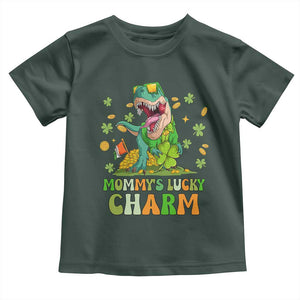 Funny St Patricks Day Kid Toddler T Shirt Daddy's Lucky Charm Cute Dinosaur Boys Kids TS02 Dark Forest Green Print Your Wear
