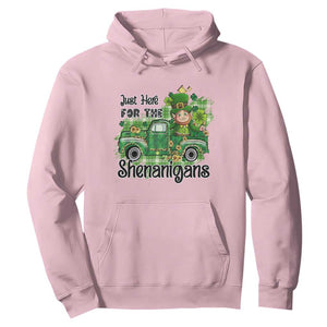 Funny St. Patricks Day Hoodie Just Here For The Shenanigans Truck of Shamrock TS02 Light Pink Printyourwear