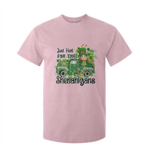 Funny St Patricks Day T Shirt For Kid Just Here For The Shenanigans Truck of Shamrock TS02 Light Pink Print Your Wear