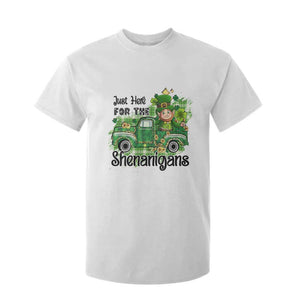 Funny St Patricks Day T Shirt For Kid Just Here For The Shenanigans Truck of Shamrock TS02 White Print Your Wear