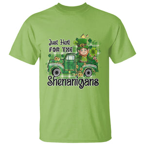 Funny St. Patricks Day T Shirt Just Here For The Shenanigans Truck of Shamrock TS02 Lime Printyourwear