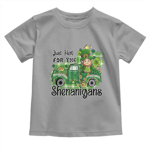 Funny St Patricks Day Toddler T Shirt Just Here For The Shenanigans Truck of Shamrock TS02 Sport Gray Print Your Wear
