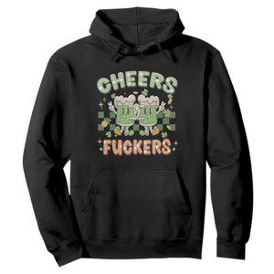 Funny St. Patricks Day Drinking Hoodie Retro Cheers Fuckers Beer Lovers TS02 Black Printyourwear