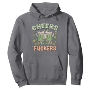 Funny St. Patricks Day Drinking Hoodie Retro Cheers Fuckers Beer Lovers TS02 Charcoal Printyourwear
