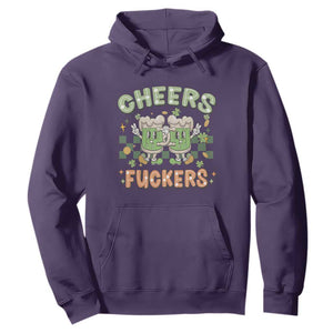 Funny St. Patricks Day Drinking Hoodie Retro Cheers Fuckers Beer Lovers TS02 Purple Printyourwear