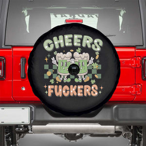 Funny St Patricks Day Drinking Spare Tire Cover Retro Cheers Fuckers Beer Lovers TS02 Black Print Your Wear