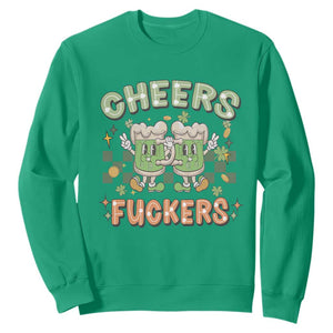 Funny St. Patricks Day Drinking Sweatshirt Retro Cheers Fuckers Beer Lovers TS02 Irish Green Printyourwear