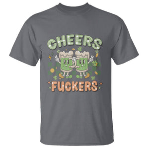 Funny St. Patricks Day Drinking T Shirt Retro Cheers Fuckers Beer Lovers TS02 Charcoal Printyourwear