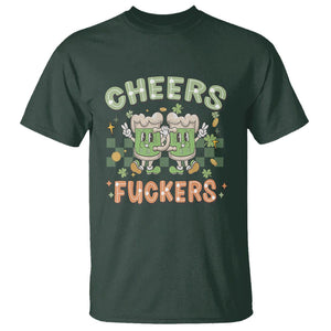 Funny St. Patricks Day Drinking T Shirt Retro Cheers Fuckers Beer Lovers TS02 Dark Forest Green Printyourwear