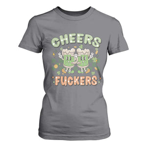 Funny St Patricks Day Drinking T Shirt For Women Retro Cheers Fuckers Beer Lovers TS02 Charcoal Print Your Wear