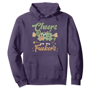 Funny St. Patricks Day Drinking Hoodie Cheers Fuckers Shamrock Lucky Charm TS02 Purple Printyourwear