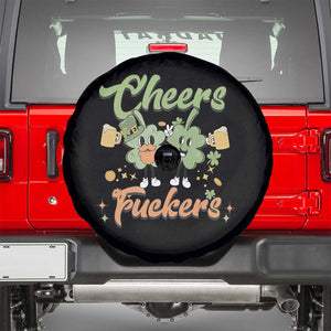 Funny St Patricks Day Drinking Spare Tire Cover Cheers Fuckers Shamrock Lucky Charm TS02 Black Print Your Wear