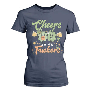 Funny St Patricks Day Drinking T Shirt For Women Cheers Fuckers Shamrock Lucky Charm TS02 Navy Print Your Wear