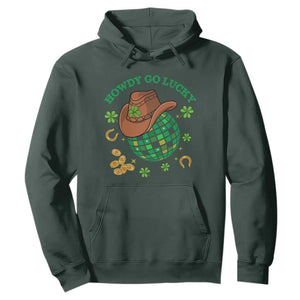 Funny St. Patricks Cowboy Hoodie Howdy Go Lucky Retro Disco Western Life TS02 Dark Forest Green Printyourwear