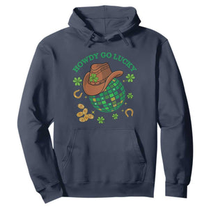 Funny St. Patricks Cowboy Hoodie Howdy Go Lucky Retro Disco Western Life TS02 Navy Printyourwear