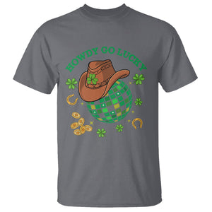 Funny St. Patricks Cowboy T Shirt Howdy Go Lucky Retro Disco Western Life TS02 Charcoal Printyourwear