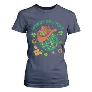 Funny St Patricks Cowboy T Shirt For Women Howdy Go Lucky Retro Disco Western Life TS02 Navy Print Your Wear