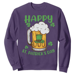 Funny St. Patricks Day Drinking Sweatshirt Happy Paddy's Patty's Day Beer Lover TS02 Purple Printyourwear