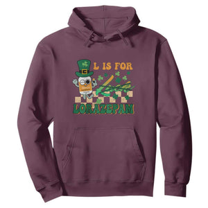 Funny Nurse St. Patricks Day Hoodie Retro L is for Lorazepam Nursing Life TS02 Maroon Printyourwear