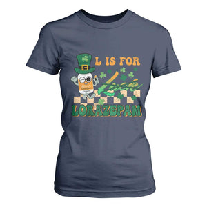 Funny Nurse St Patricks Day T Shirt For Women Retro L is for Lorazepam Nursing Life TS02 Navy Print Your Wear