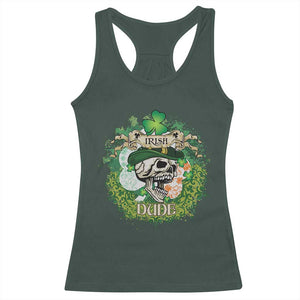 Irish Skull Racerback Tank Top Irish Dude Sugar Skull St Patricks Day Leprechaun TS02 Dark Forest Green Print Your Wear