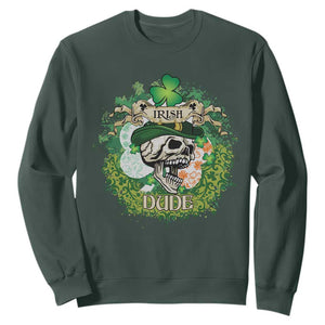 Irish Skull Sweatshirt Irish Dude Sugar Skull St Patricks Day Leprechaun TS02 Dark Forest Green Printyourwear