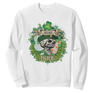 Irish Skull Sweatshirt Irish Dude Sugar Skull St Patricks Day Leprechaun TS02 White Printyourwear
