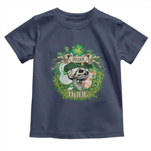 Irish Skull Toddler T Shirt Irish Dude Sugar Skull St Patricks Day Leprechaun TS02 Navy Print Your Wear