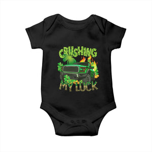 Funny St Patricks Day Baby Onesie Crushing My Luck Truck of Shamrocks TS02 Black Print Your Wear