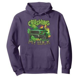 Funny St. Patricks Day Hoodie Crushing My Luck Truck of Shamrocks TS02 Purple Printyourwear