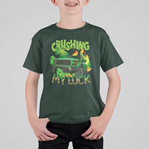 Funny St. Patricks Day T Shirt For Kid Crushing My Luck Truck of Shamrocks TS02 Dark Forest Green Printyourwear