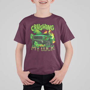Funny St. Patricks Day T Shirt For Kid Crushing My Luck Truck of Shamrocks TS02 Maroon Printyourwear