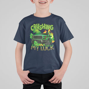 Funny St. Patricks Day T Shirt For Kid Crushing My Luck Truck of Shamrocks TS02 Navy Printyourwear