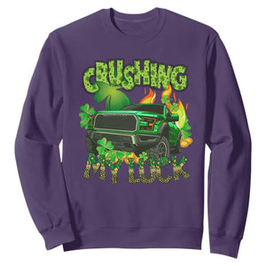 Funny St. Patricks Day Sweatshirt Crushing My Luck Truck of Shamrocks TS02 Purple Printyourwear