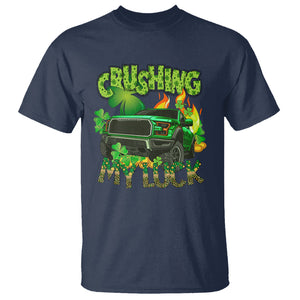 Funny St. Patricks Day T Shirt Crushing My Luck Truck of Shamrocks TS02 Navy Printyourwear