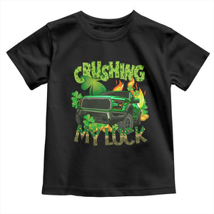 Funny St Patricks Day Toddler T Shirt Crushing My Luck Truck of Shamrocks TS02 Black Print Your Wear