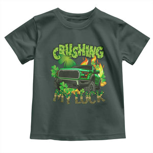 Funny St Patricks Day Toddler T Shirt Crushing My Luck Truck of Shamrocks TS02 Dark Forest Green Print Your Wear