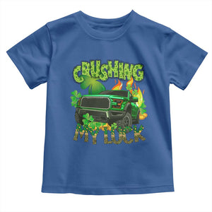 Funny St Patricks Day Toddler T Shirt Crushing My Luck Truck of Shamrocks TS02 Royal Blue Print Your Wear