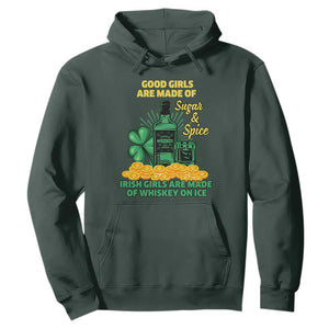 Funny St. Patricks Day Drinking Hoodie Irish Girls Are Made of Whiskey On Ice Alcohol Lover TS02 Dark Forest Green Printyourwear