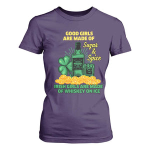 Funny St Patricks Day Drinking T Shirt For Women Irish Girls Are Made of Whiskey On Ice Alcohol Lover TS02 Purple Print Your Wear