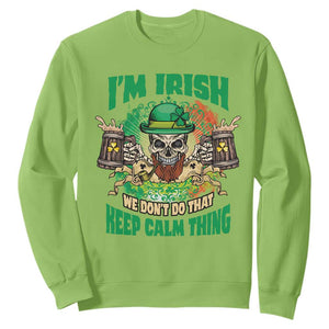 Irish Skull Sweatshirt I'm Irish We Don't Do That Keep Calm Thing St Patrick's Day Shamrock TS02 Lime Printyourwear