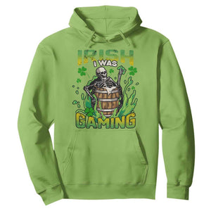 Irish Skeleton Hoodie Irish I Was Gaming Funny St Patrick's Day Gamer Gaming Skull TS02 Lime Printyourwear